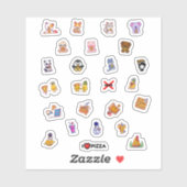 Schattigee Pizza Astronaut Dierenananas Pack Sticker (Vel)