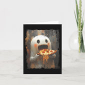 Schattigee Pizza Ghost Eten Pizza Grappig Hallowee Kaart (Voorkant)