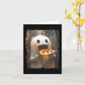 Schattigee Pizza Ghost Eten Pizza Grappig Hallowee Kaart (Gele Bloem)