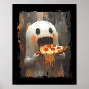 Schattigee Pizza Ghost Eten Pizza Grappig Hallowee Poster