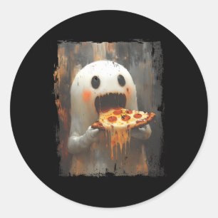 Schattigee Pizza Ghost Eten Pizza Grappig Hallowee Ronde Sticker