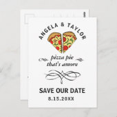 Schattigee Pizza Pie Amore Wedding Save the Date Briefkaart (Voorkant / Achterkant)