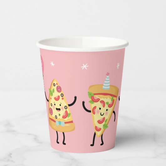 Schattigee Pizza Slices, Meisjes Roze Pizza Verjaa Papieren Bekers (Links)