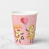 Schattigee Pizza Slices, Meisjes Roze Pizza Verjaa Papieren Bekers (Voorkant)