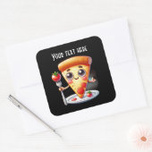 Schattigee pizzaliefhebbers vierkante sticker (Envelop)