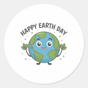 Schattigee Planeet Aarde Gezegde Happy Earth Dag 1 Ronde Sticker