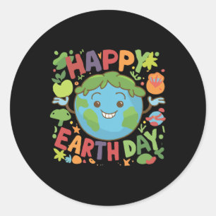Schattigee Planeet Aarde Gezegde Happy Earth Day Ronde Sticker