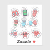 Schattigee platte liefde sticker set (Vel)