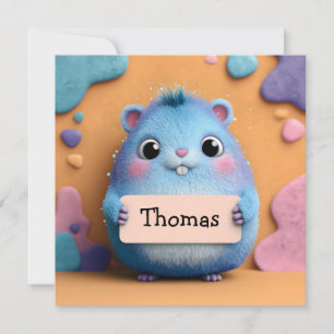 Schattigee pluizige blauwe hamster met een teken m