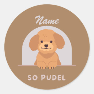 Schattigee Poedel Hond Dieren Liefde Poot Pet Ronde Sticker