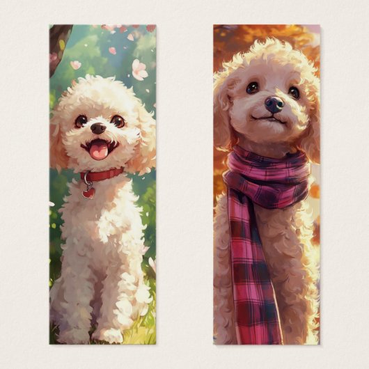 Schattigee Poedel Hond Illustratie Bladwijzer Mini Visitekaartjes (Voorkant /achterkant)