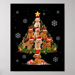 Schattigee Poedel Honden Lovers Kerstboom Lights X Poster
