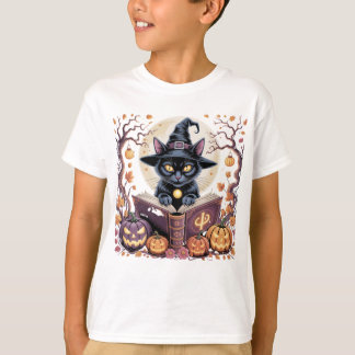 Schattigee poes in pompoentuin Halloween T-shirt