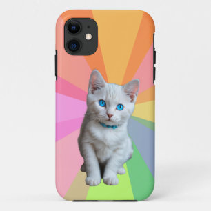 Schattigee poes kleurrijke regenboog iPhone 11 hoesje
