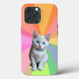 Schattigee poes kleurrijke regenboog iPhone 13 pro hoesje