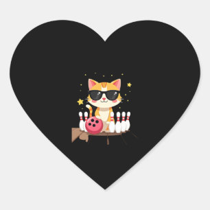 Schattigee poes met zonnebril poes die bowling voo hart sticker