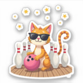 Schattigee poes met zonnebril poes die bowling voo sticker (Voorkant)