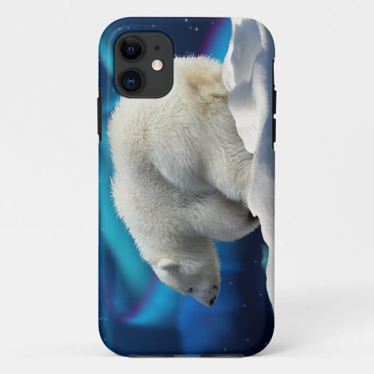 Schattigee Polar Beer Cub & Aurora iPhone 5 Hoesje (Achterkant)