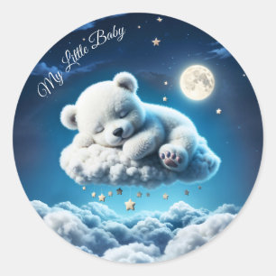 Schattigee Polar beer cub beauty pluizige wolken Ronde Sticker