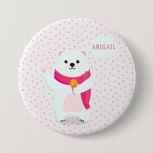 Schattigee Polar Beer gepersonaliseerde Button (Voorkant)