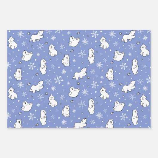 Schattigee Polar Beren grillige sneeuwvlokken Wint Inpakpapier Vel (Voorkant)