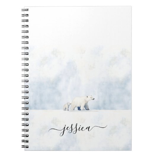 Schattigee Polar beren scriptnaam Notitieboek (Voorkant)