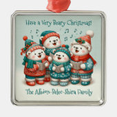 Schattigee Polar Beren Sing Have a Very Beary Chri Metalen Ornament (Voorkant)