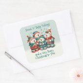 Schattigee Polar Beren Sing Have a Very Beary Chri Vierkante Sticker (Envelop)