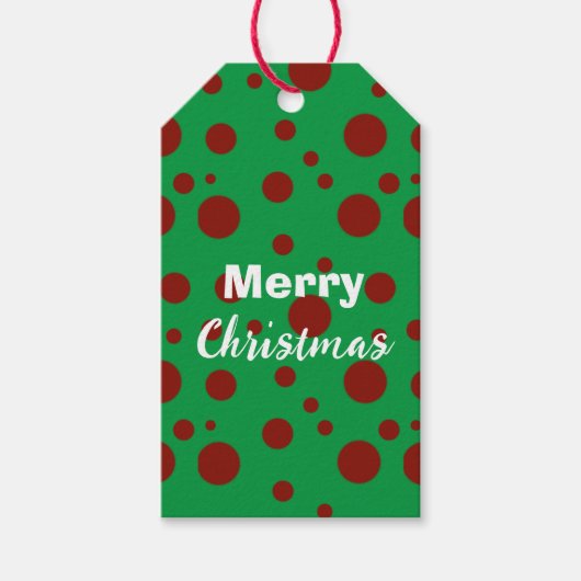 Schattigee polka dot Christmas Red Green patroon Cadeaulabel (Voorkant)
