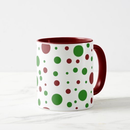 Schattigee polka dot Christmas Red Green patroon Mok (Voorkant rechts)
