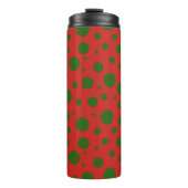 Schattigee polka dot Christmas Red Green patroon Thermosbeker (Voorkant)