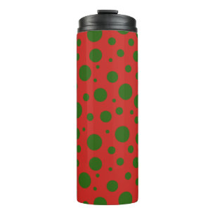 Schattigee polka dot Christmas Red Green patroon Thermosbeker
