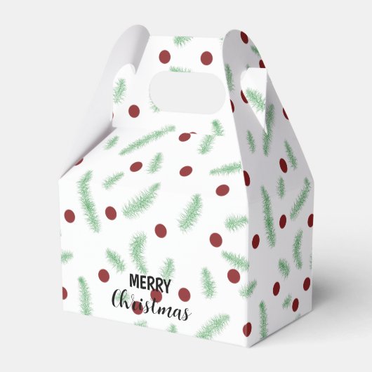 Schattigee polka dot kerstboom rood groen patroon bedankdoosjes (Voorkant Zijde)