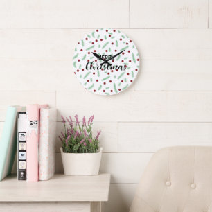 Schattigee polka dot kerstboom rood groen patroon grote klok