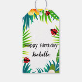 Schattigee Polka dot Ladybug Zomer Bloempalm Verja Cadeaulabel (Achterkant)