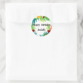 Schattigee Polka dot Ladybug Zomer Bloempalm Verja Ronde Sticker (Tas)