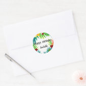 Schattigee Polka dot Ladybug Zomer Bloempalm Verja Ronde Sticker (Envelop)