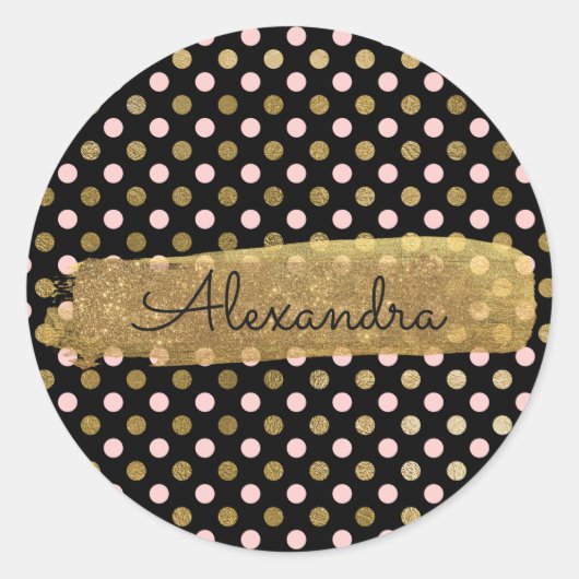 Schattigee Polka Dot Roze en Gouden Envelope Seal Ronde Sticker (Voorkant)