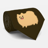 Schattigee Pommerse Cartoon Dog op Chocolade Kleur Stropdas (Opgerold)
