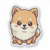 Schattigee Pommerse, Kawaii stijl, klein Sticker (Voorkant)