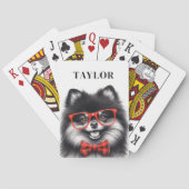 Schattigee Pommerse Rode Nerd Bril Custom Naam Pokerkaarten (Achterkant)