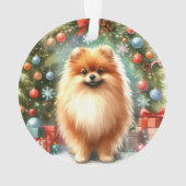 Schattigee Pommerse Waterverf Feestelijke Kerst Ornament (achterkant)