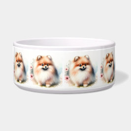 Schattigee Pommerse waterverf illustratie Voerbakje