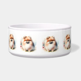 Schattigee Pommerse waterverf illustratie Voerbakje