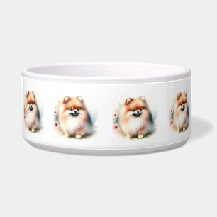 Schattigee Pommerse waterverf illustratie Voerbakje