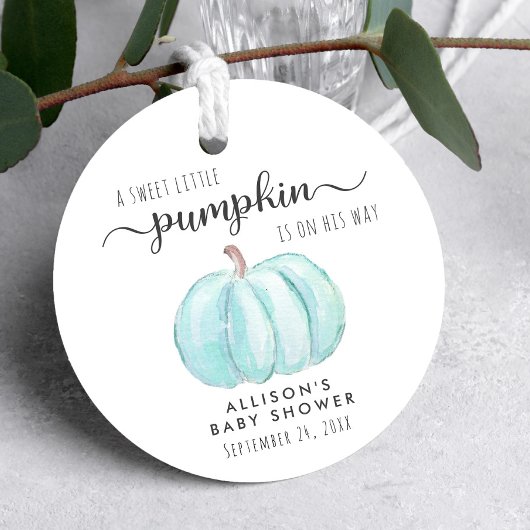 Schattigee pompoen baby jongen douche dank u bedankjes labels