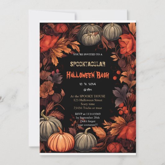 Schattigee pompoen Boo Halloween bash Kaart (Voorkant)