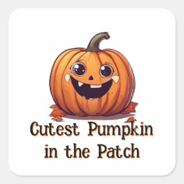 Schattigee Pompoen Cartoon Halloween Oranje Tekst Vierkante Sticker