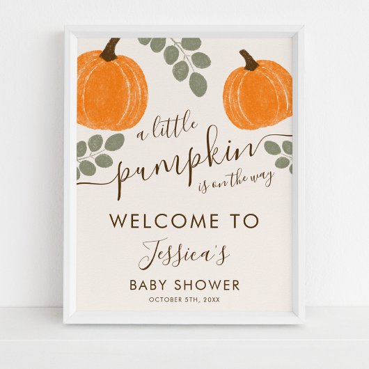 Schattigee Pompoen Eucalyptus Herfst Baby shower W Poster