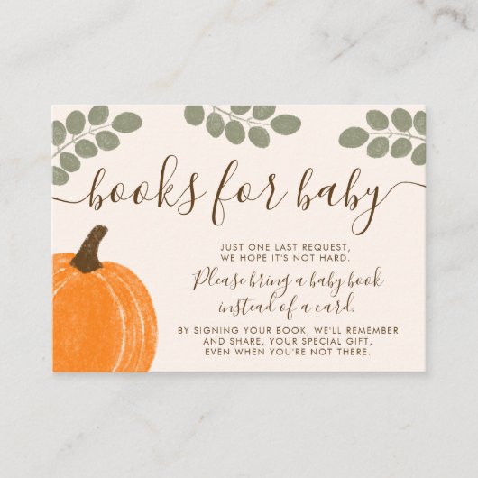 Schattigee Pompoen Eucalyptus Herfst Boeken voor B Informatiekaartje (Voorkant)